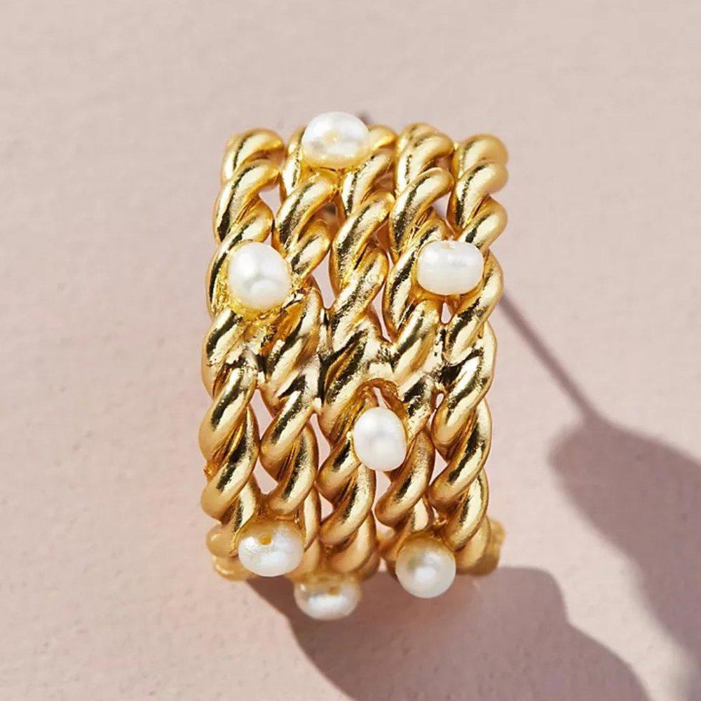 Anthropologie Demi Fine Pearly Rope Earrings 14K Gold Plated - Picture 5 of 6